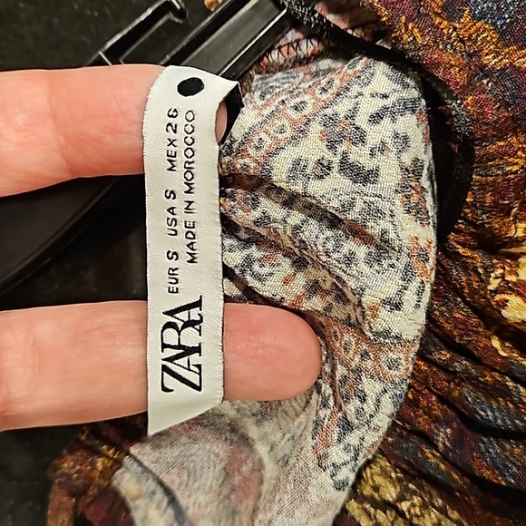 💕ZARA💕 Printed Midi Dress 8913/829 ~ Brick Multi-Color Abstract Print Small - Picture 12 of 15